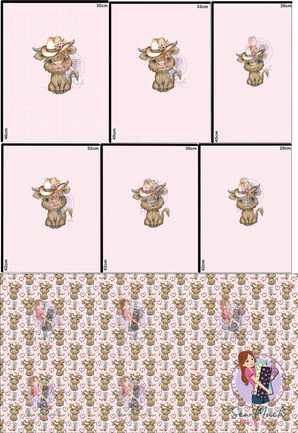 AUGUST Pre-Order (2): Highland Cow Heart 'PANEL FOR ROMPERS'