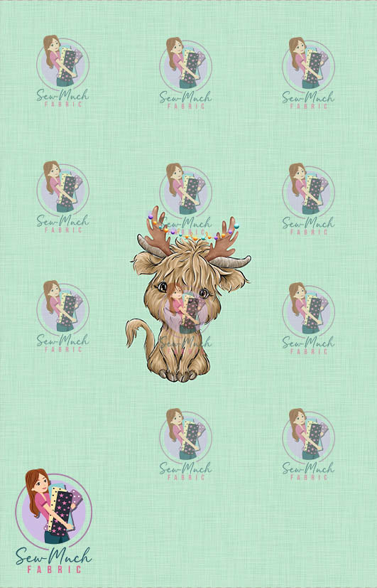 CHRISTMAS Pre-Order: Highland Cow Reindeer PANEL