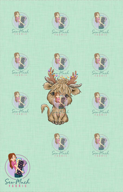CHRISTMAS Pre-Order: Highland Cow Reindeer PANEL