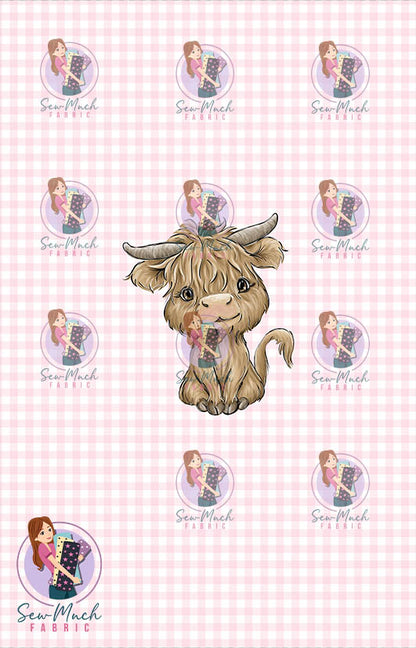 CHRISTMAS Pre-Order: Highland Cow Pink PANEL
