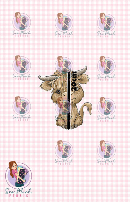 CHRISTMAS Pre-Order: Highland Cow Pink PANEL