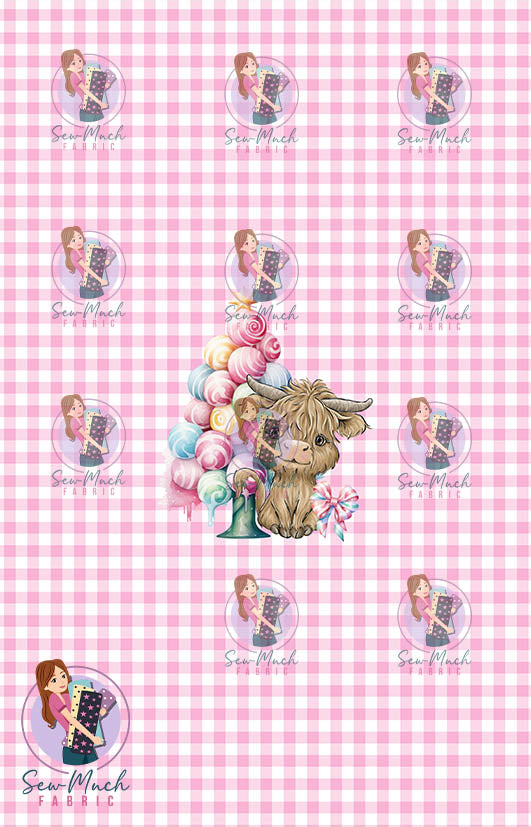 CHRISTMAS Pre-Order: Highland Cow Candy PANEL