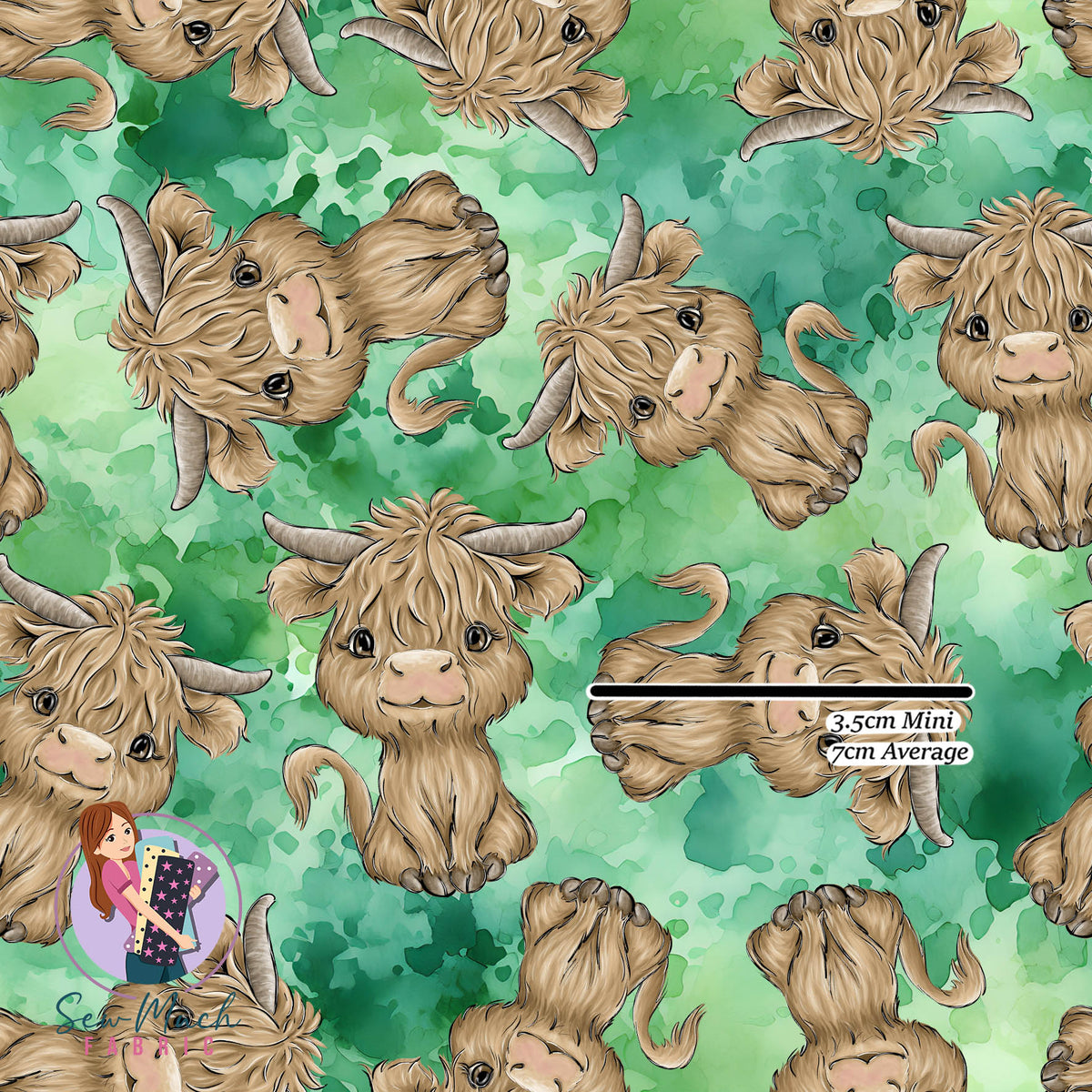 Highland Cows Green | Woven | Retail | Average Scale