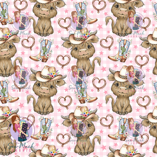Highland Cow Cowgirl Stars | MINKY | Retail | Average Scale
