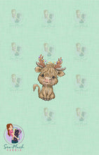 Load image into Gallery viewer, CHRISTMAS Pre-Order: Highland Cow Reindeer &#39;PANEL&#39;
