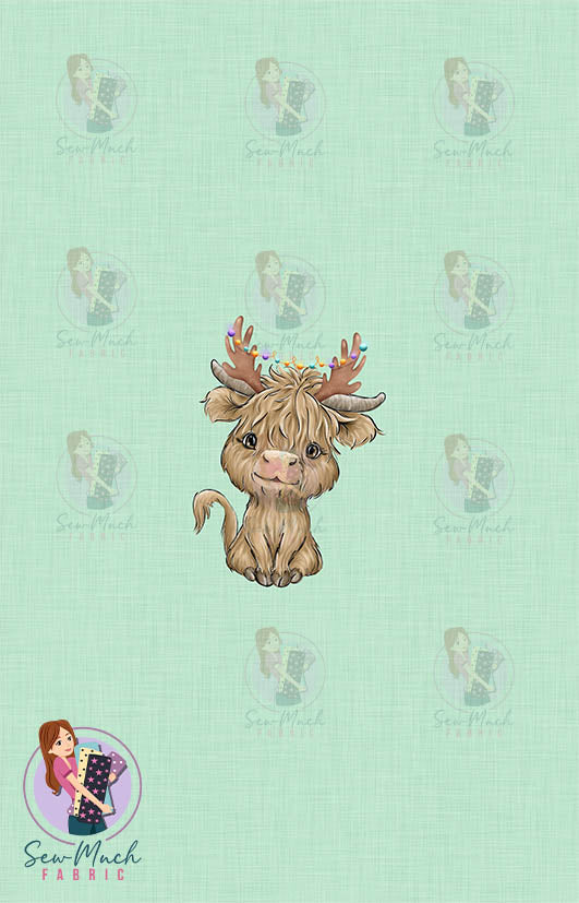 CHRISTMAS Pre-Order: Highland Cow Reindeer 'PANEL'
