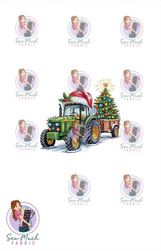 CHRISTMAS Pre-Order: Christmas Tractor White PANEL