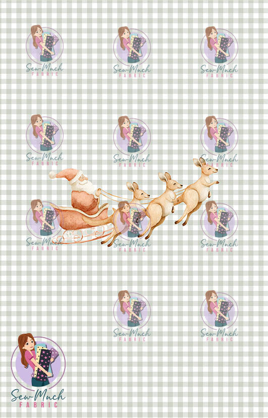 CHRISTMAS Pre-Order: Roo-dolph's Christmas Run Gingham PANEL