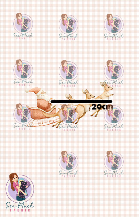 CHRISTMAS Pre-Order: Roo-dolph's Christmas Run Gingham Beige PANEL