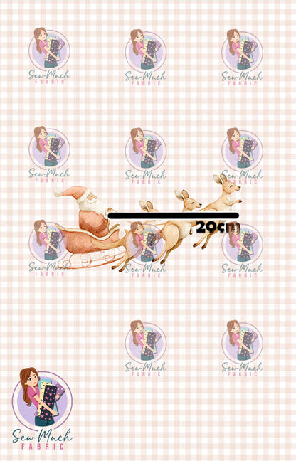 CHRISTMAS Pre-Order: Roo-dolph's Christmas Run Gingham Beige PANEL