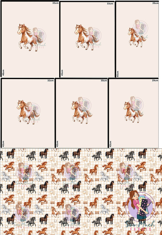 OCTOBER Pre-Order (2): Horses Beige 'PANEL FOR ROMPERS'