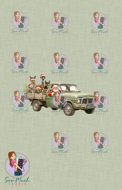 CHRISTMAS Pre-Order: Santa's Outback Delivery Green PANEL