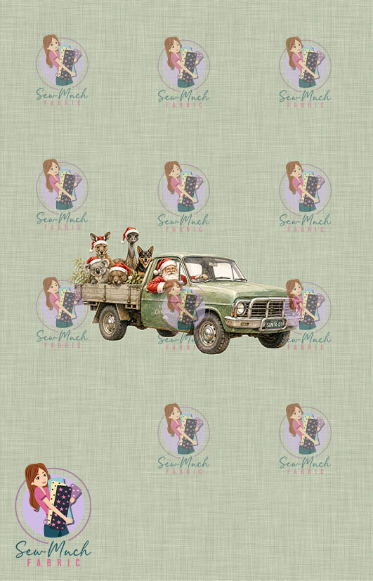 CHRISTMAS Pre-Order: Santa's Outback Delivery Green PANEL
