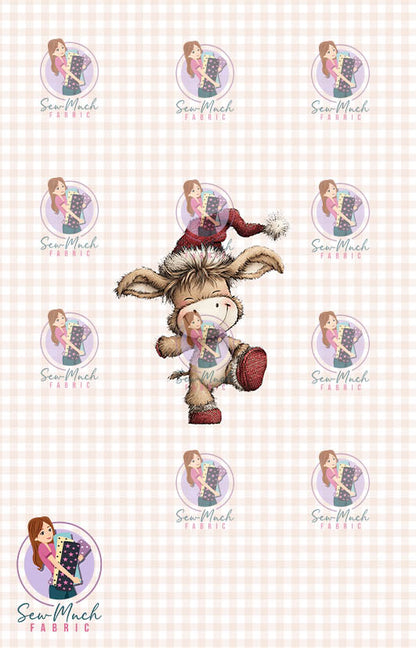 CHRISTMAS Pre-Order: Adorable Farm Animals Gingham PANEL