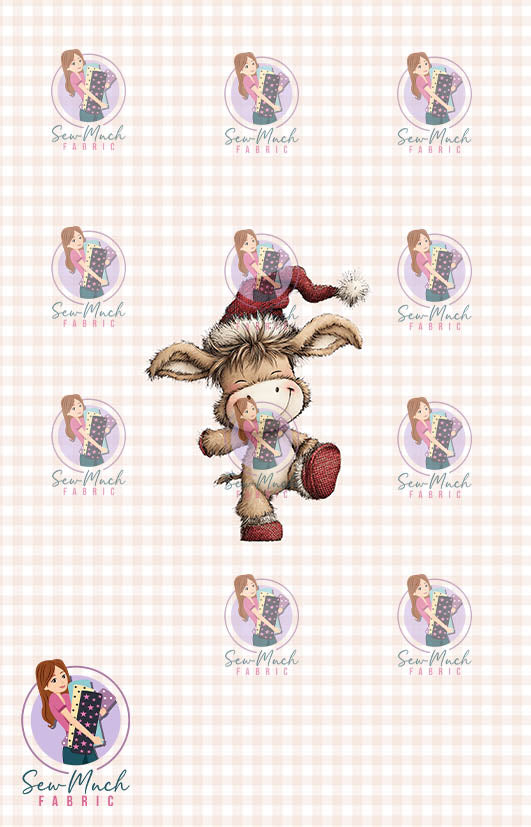 CHRISTMAS Pre-Order: Adorable Farm Animals Gingham PANEL