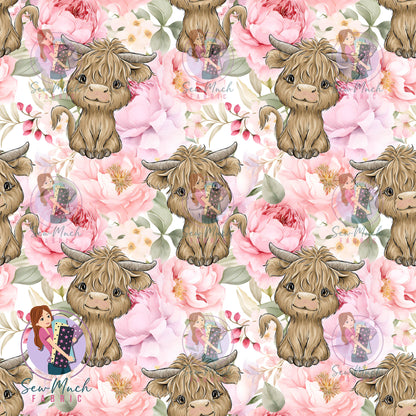 Highland Cow Nicole Floral | MINKY | Retail | Average Scale