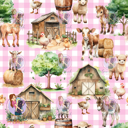 Farmyard Gingham Pink | MINKY | Retail | Average Scale