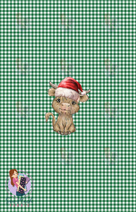CHRISTMAS Pre-Order: Highland Cow Green Gingham 'PANEL'
