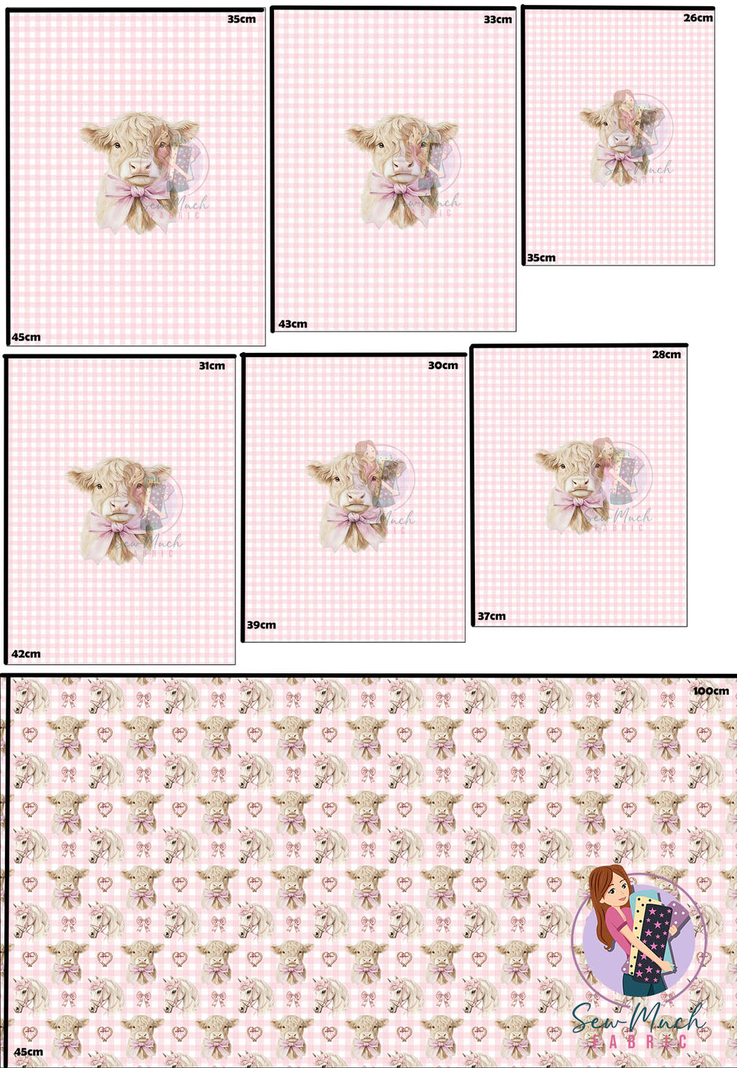APRIL Pre-Order (2): Cows & Horses Pink 'PANEL FOR ROMPERS' 2