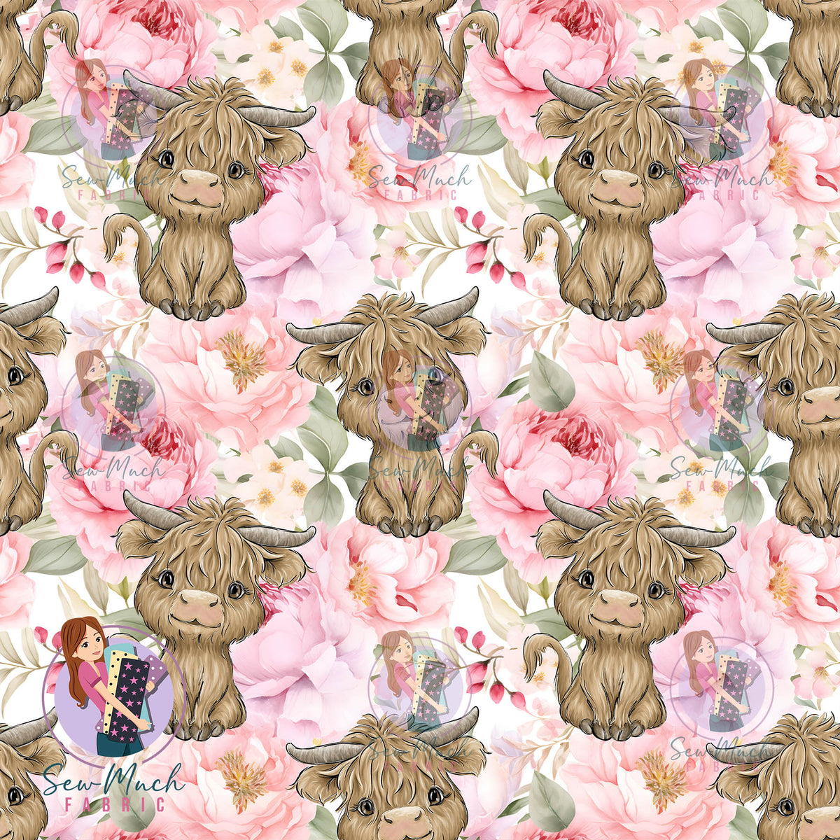 Highland Cow Nicole Floral | Woven | Retail | Average Scale