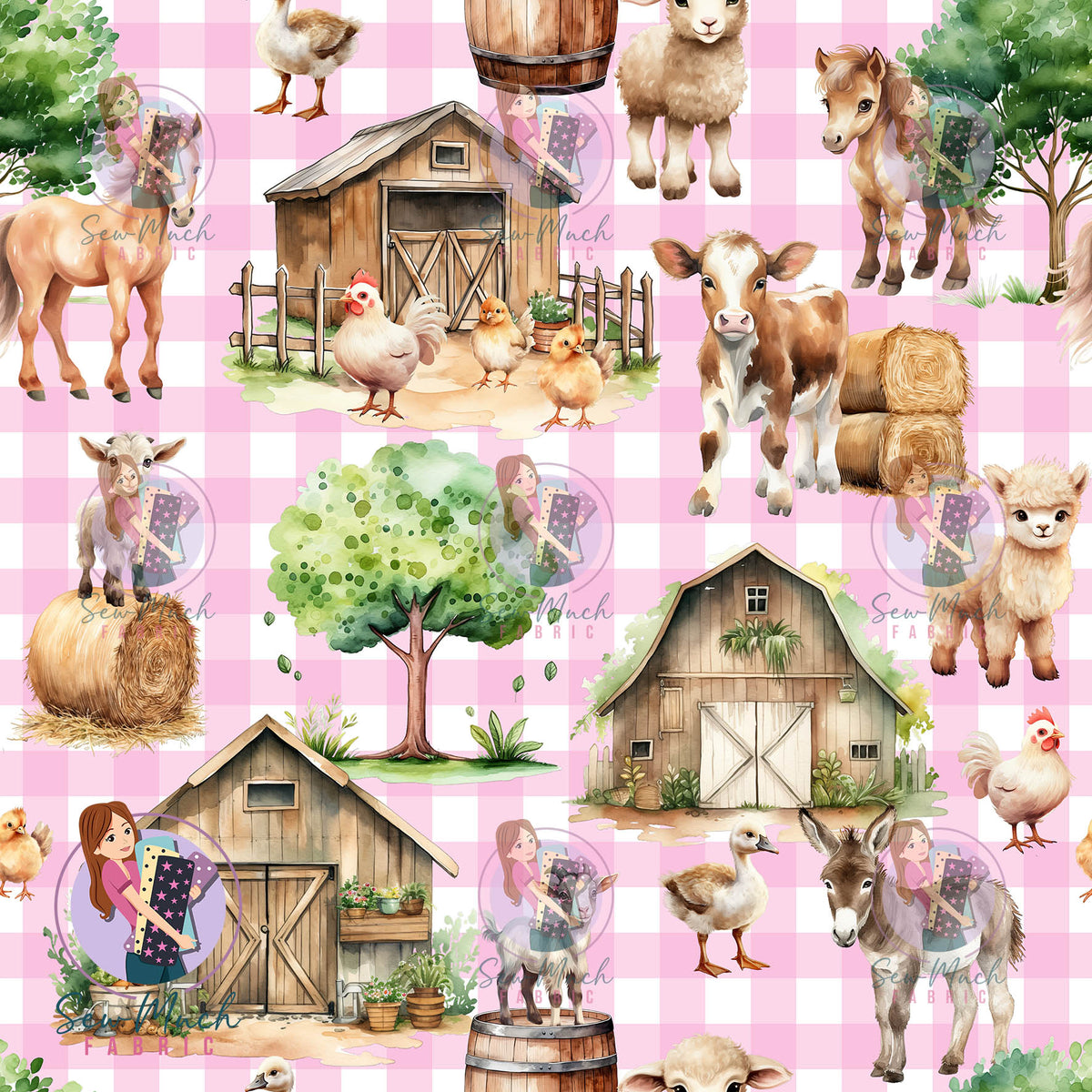 Farmyard Gingham Pink | Knit | Retail | Average Scale