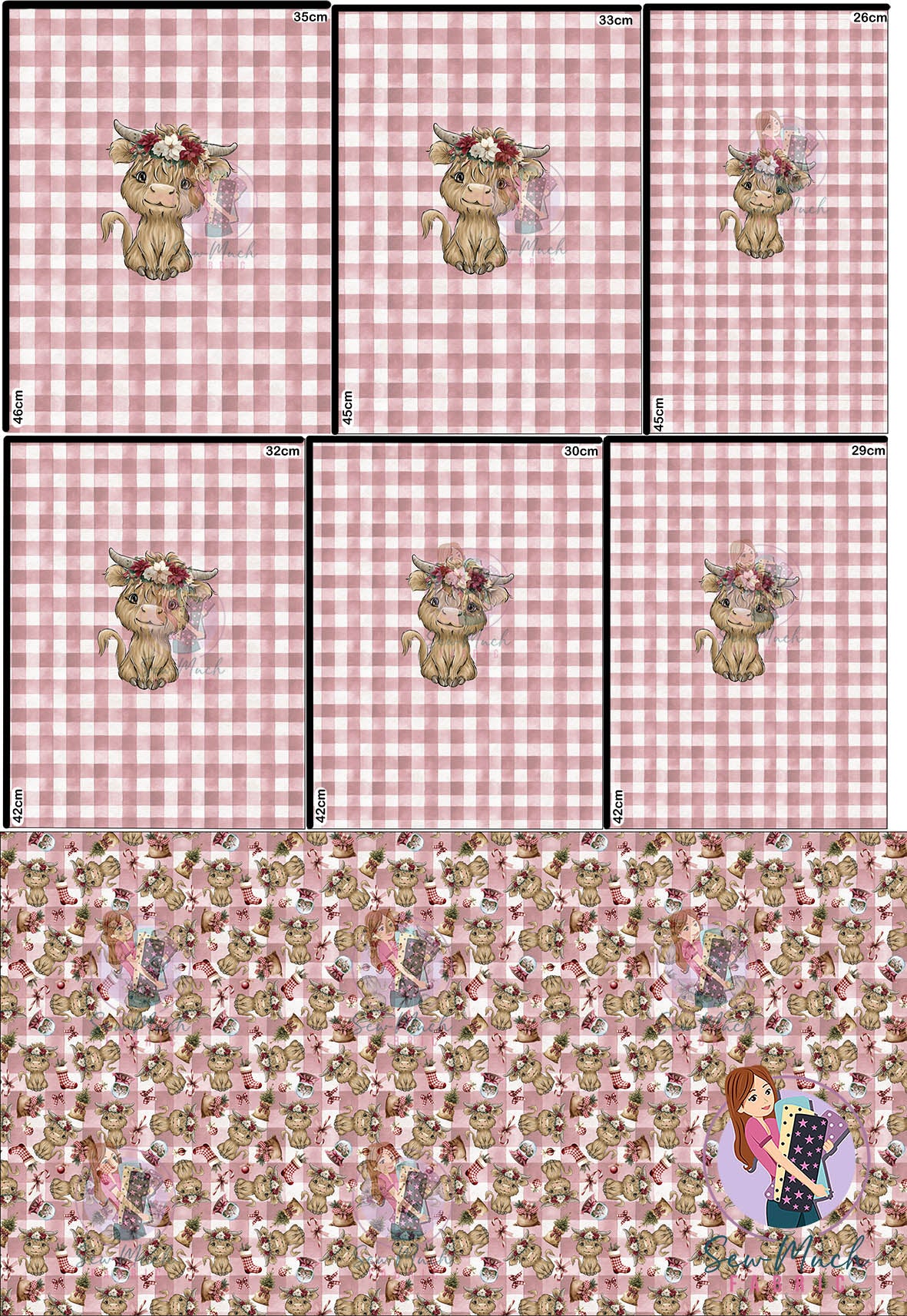 CHRISTMAS Pre-Order: Highland Cow Red 'PANEL FOR ROMPERS'