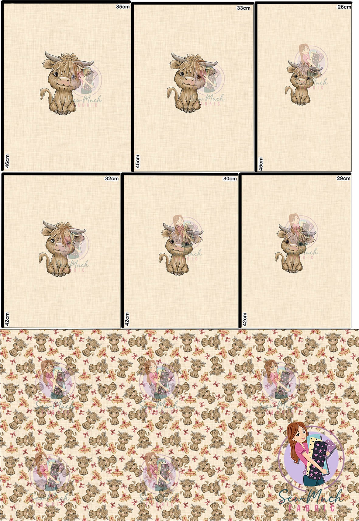 CHRISTMAS Pre-Order: Highland Cow Christmas 'PANEL FOR ROMPERS'