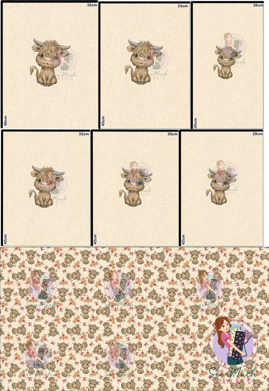 CHRISTMAS Pre-Order: Highland Cow Christmas 'PANEL FOR ROMPERS'