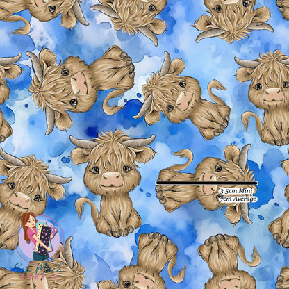 Highland Cow Blue | Canvas | Retail | Average Scale