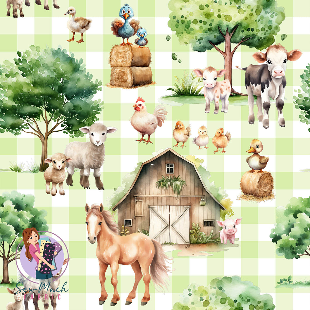 Farmyard Green Gingham | Woven | Retail | Average Scale