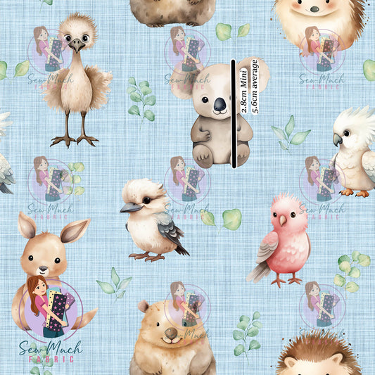Australian Animals Blue | Woven | Retail | Average Scale