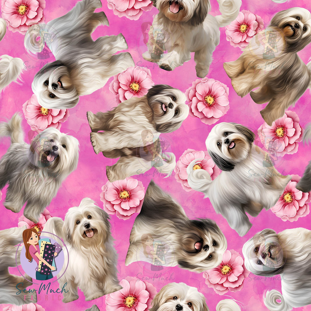 Lhasa Apso Floral | Woven | Retail | Average Scale