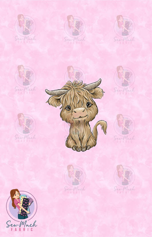 AUGUST Pre-Order (2): Highland Cow Western Pink PANEL