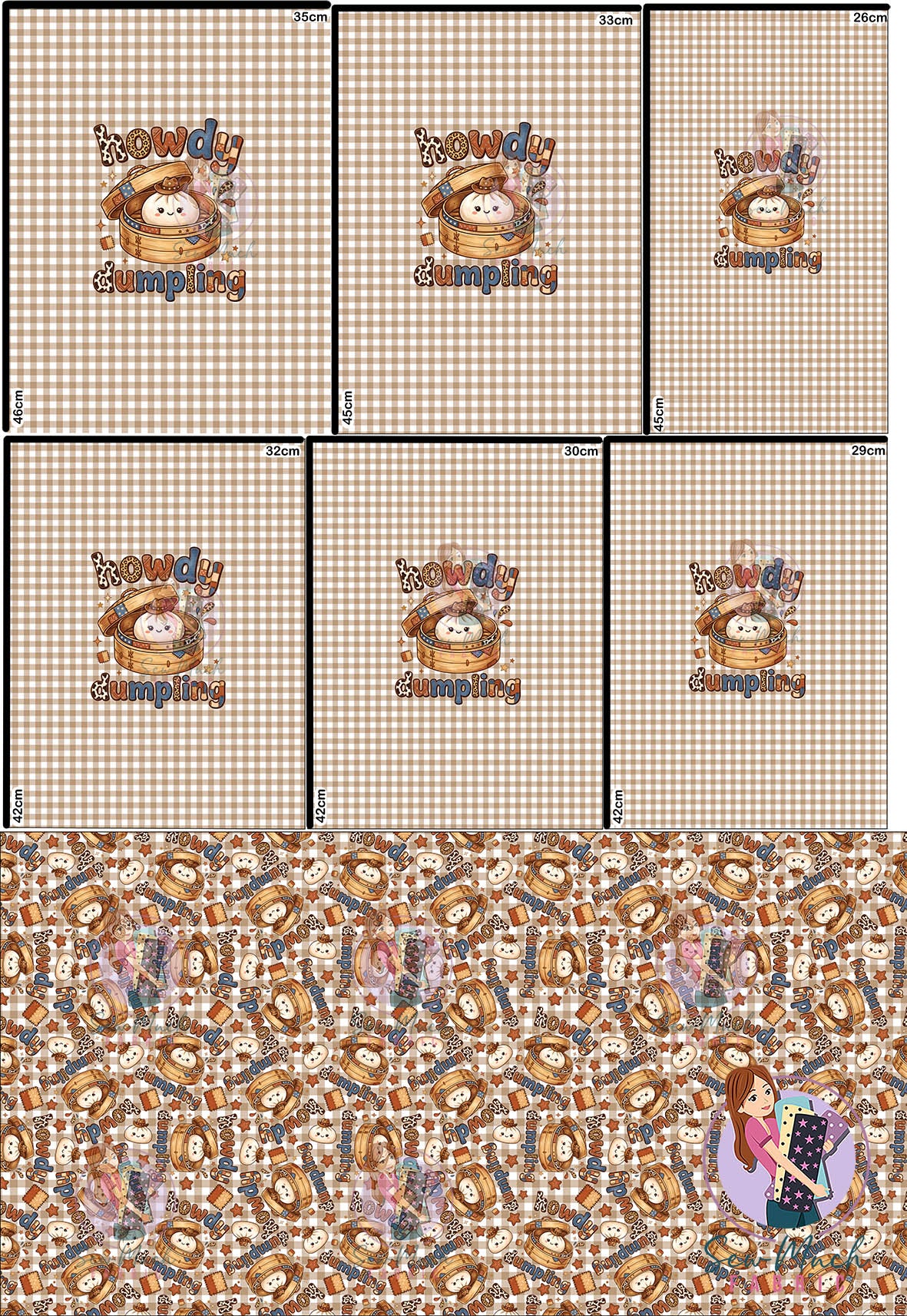 JULY Pre-Order (1): Howdy Dumpling Gingham 'PANEL FOR ROMPERS'