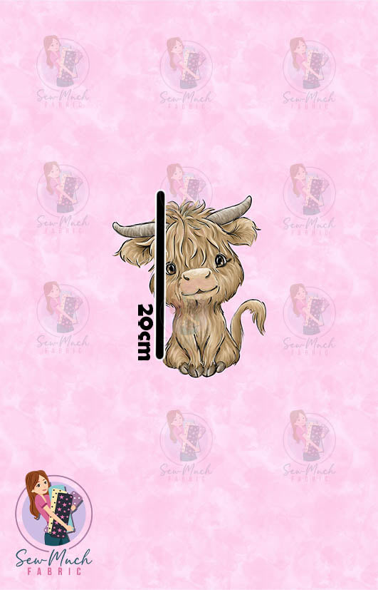 AUGUST Pre-Order (2): Highland Cow Western Pink PANEL