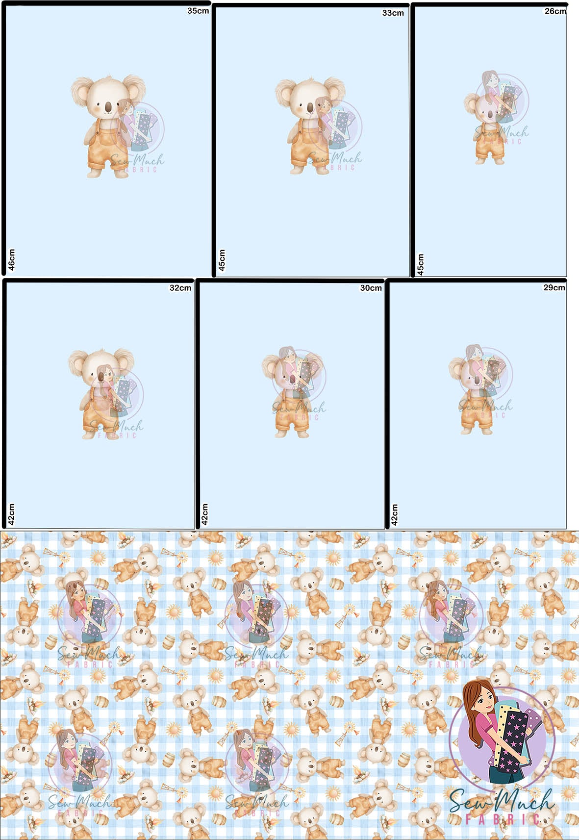 SEPTEMBER Pre-Order (1): Koala Blue 'PANEL FOR ROMPERS'