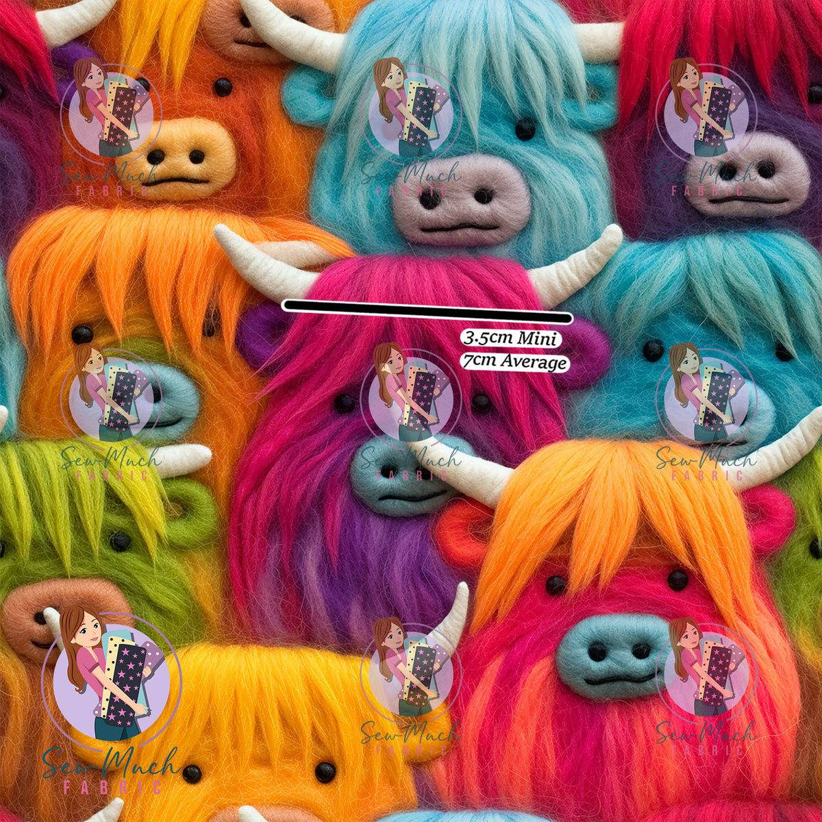 Colourful Highland Cows | Woven | Retail | Average Scale