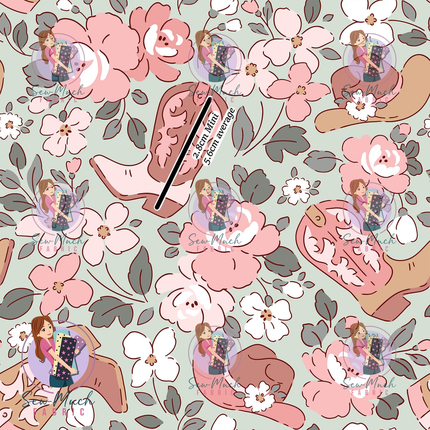 Western Boots Floral | Woven | Retail | Average Scale