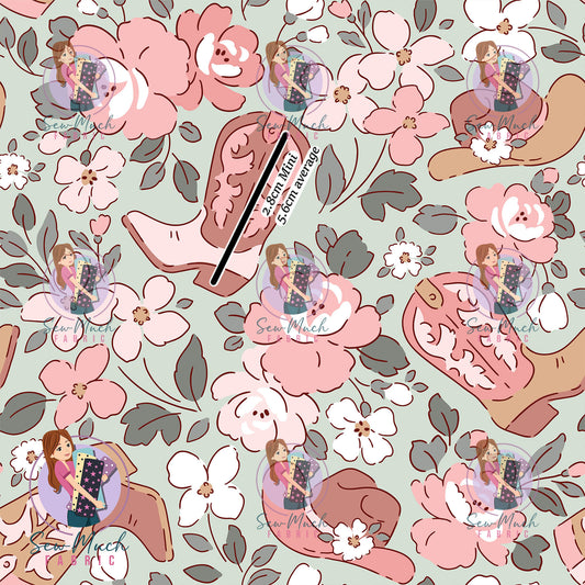 Western Boots Floral | Woven | Retail | Average Scale