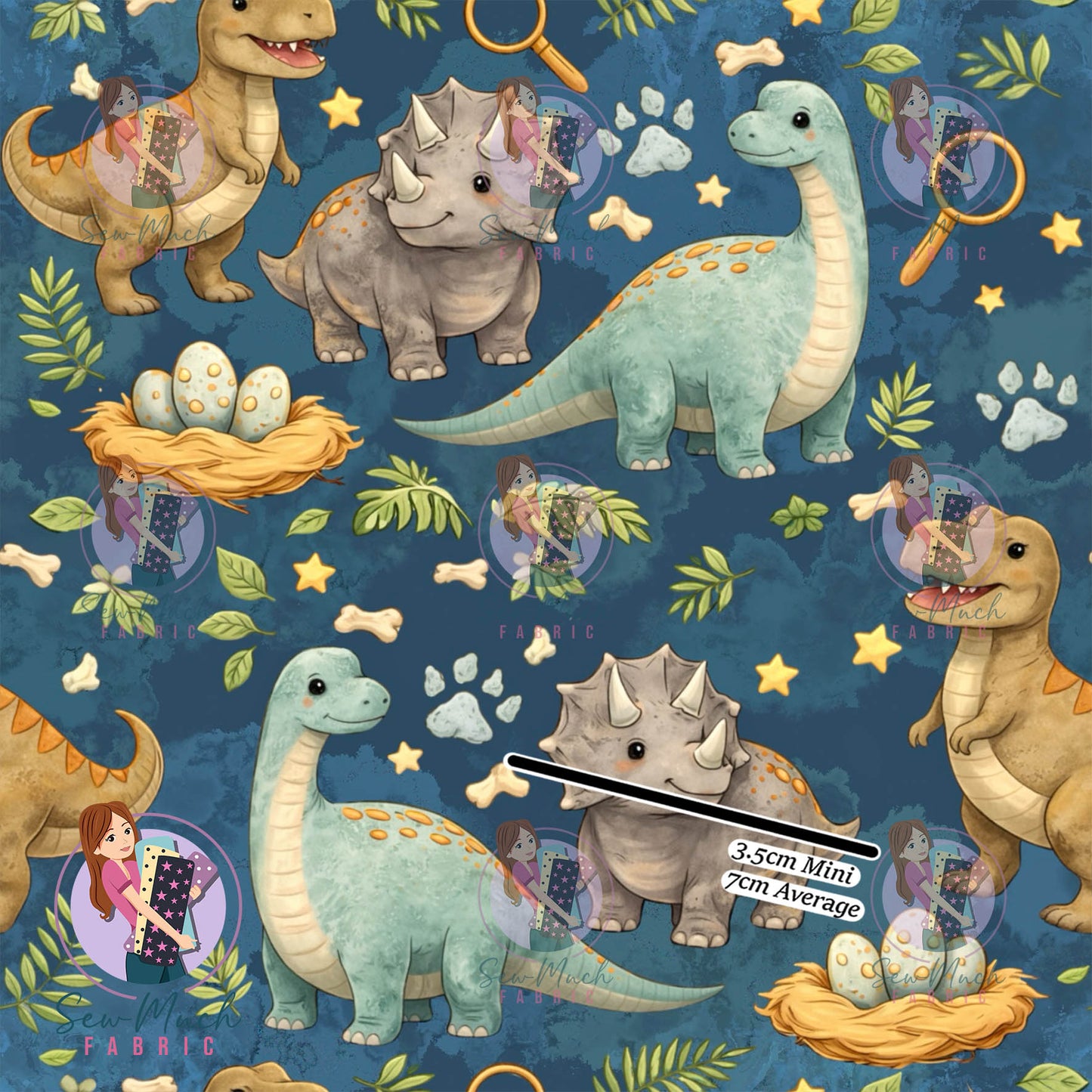 Dinosaurs Navy | Woven | Retail | MINI Scale