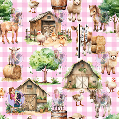 Farmyard Gingham Pink | Knit | Retail | Average Scale