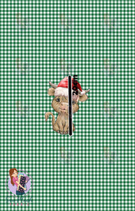 CHRISTMAS Pre-Order: Highland Cow Green Gingham 'PANEL'
