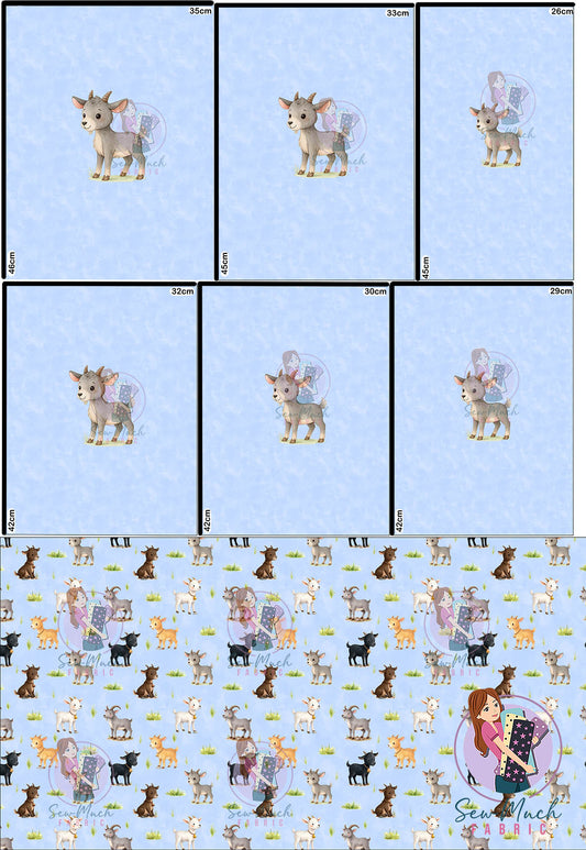 OCTOBER Pre-Order (2):  Goats Blue 'PANEL FOR ROMPERS'