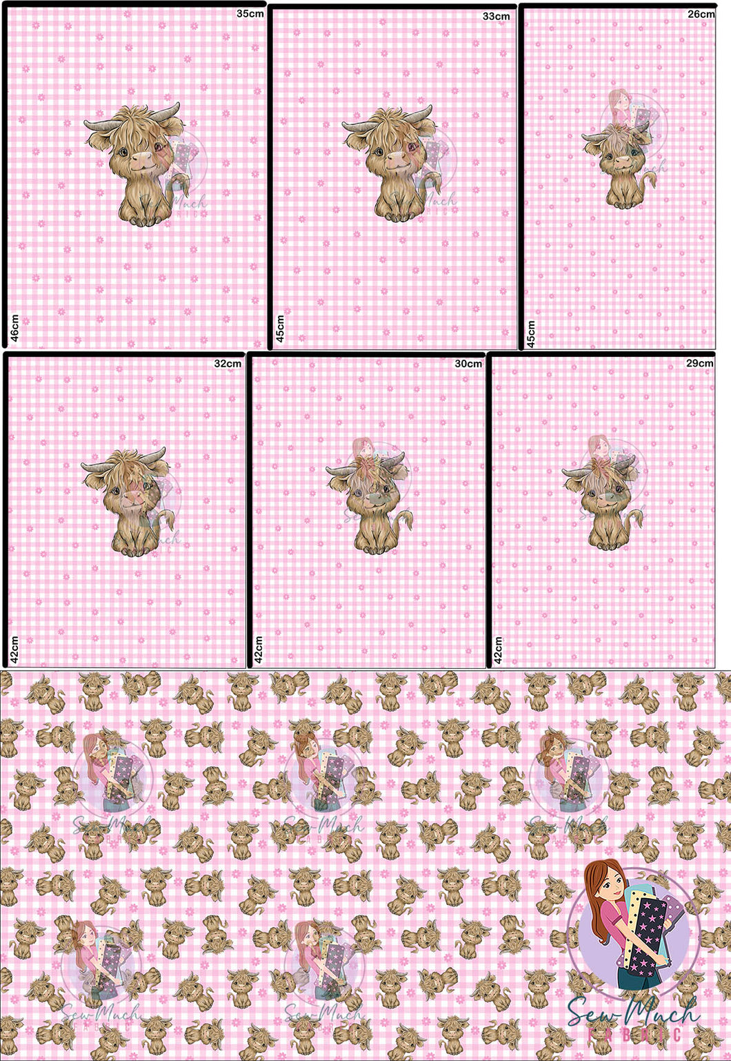 NOVEMBER Pre-Order (2): Highland Cows Pink 'PANEL FOR ROMPERS'
