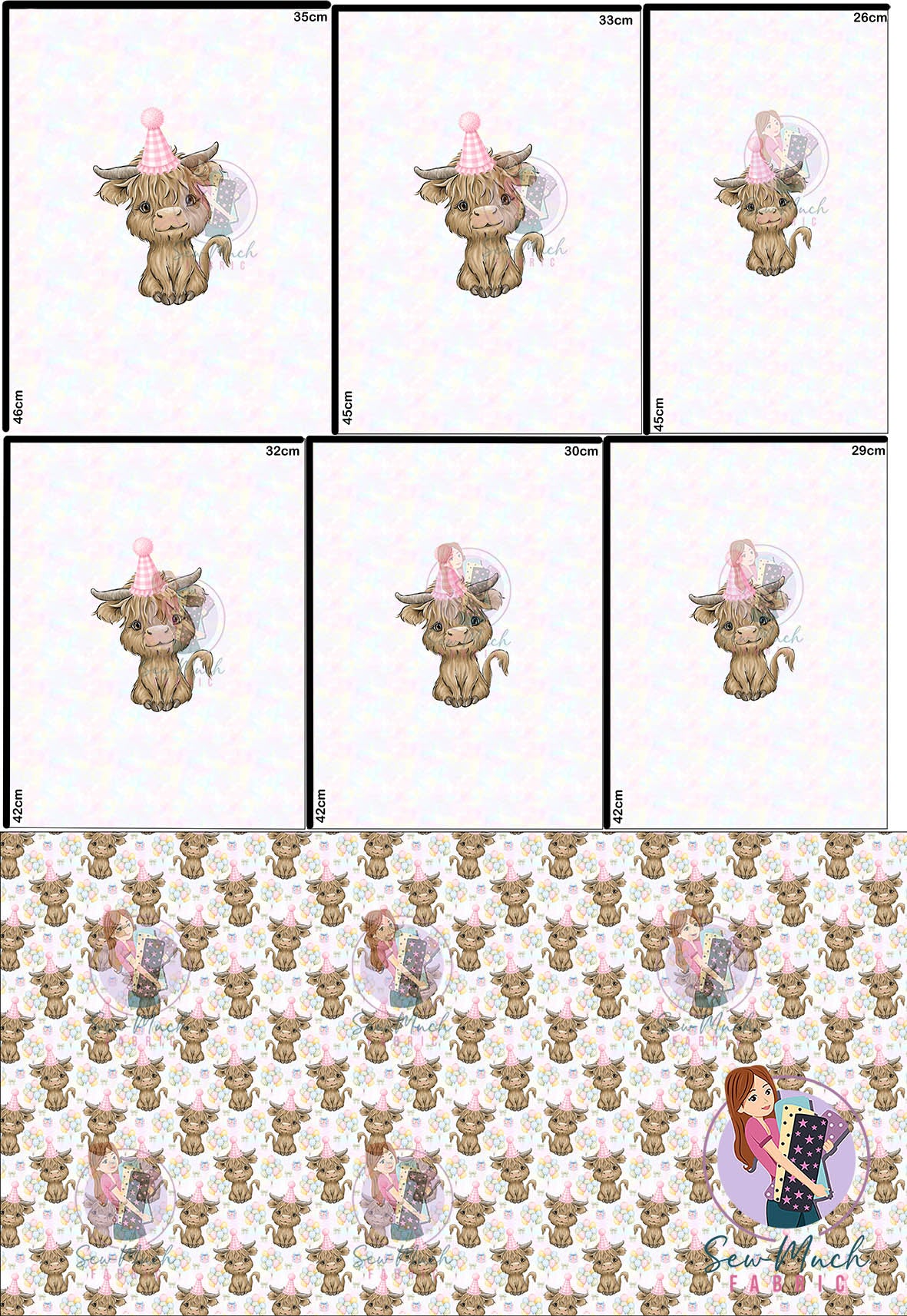 AUGUST Pre-Order (1): Highland Cow Birthday 'PANEL FOR ROMPERS'