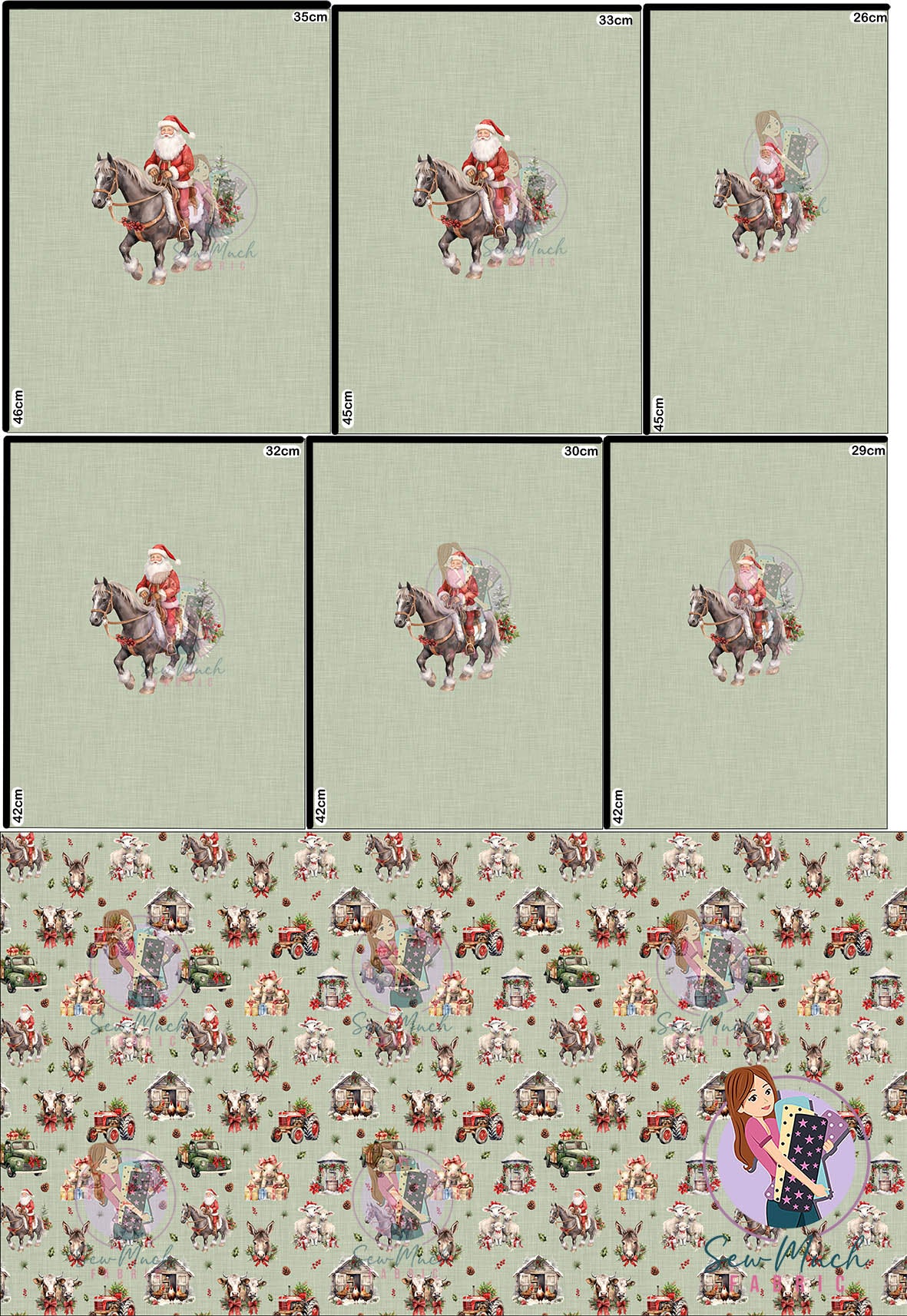 CHRISTMAS Pre-Order: Vintage Farm Green 'PANEL FOR ROMPERS'