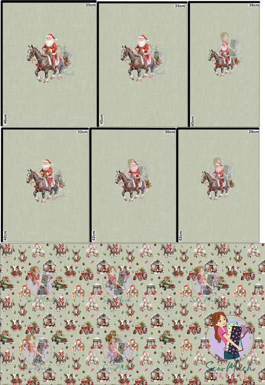 CHRISTMAS Pre-Order: Vintage Farm Green 'PANEL FOR ROMPERS'