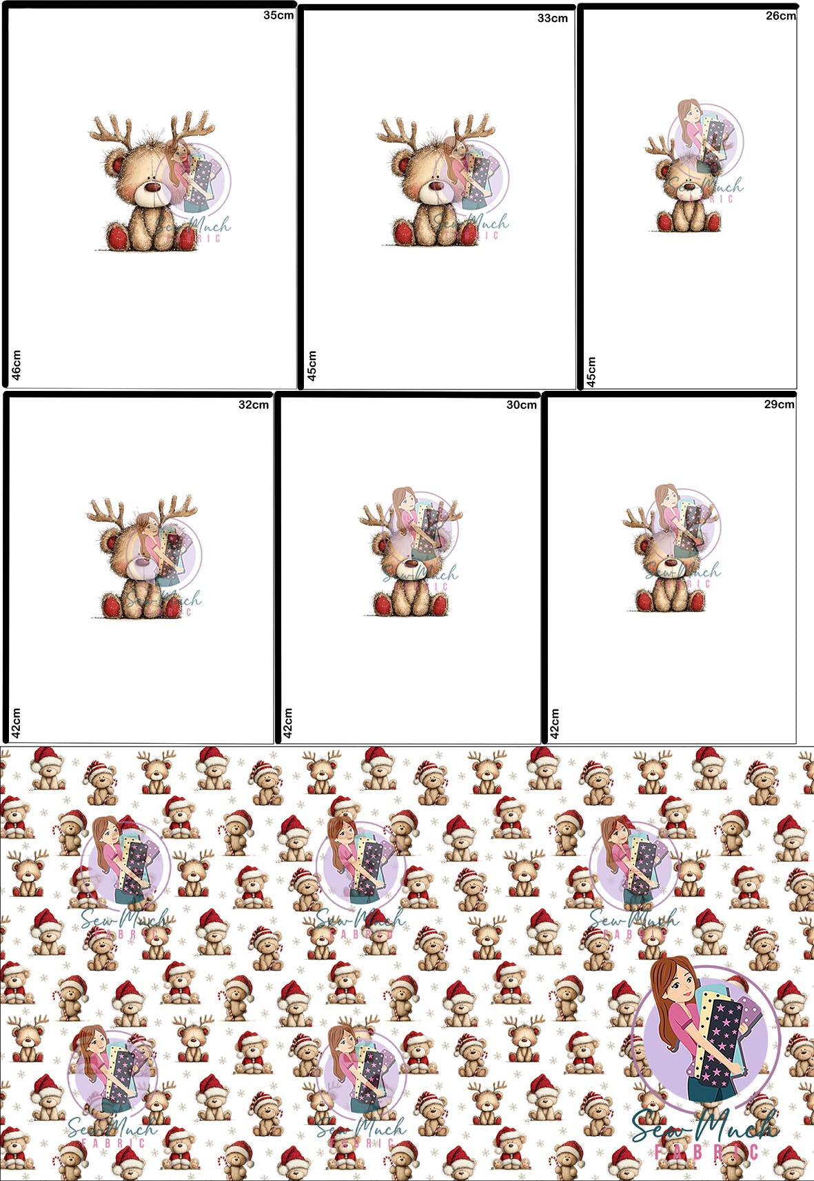 CHRISTMAS Pre-Order: Christmas Bears 'PANEL FOR ROMPERS'