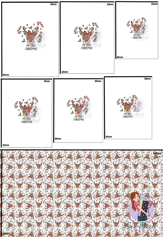 CHRISTMAS Pre-Order: My First Christmas Bow 'PANEL FOR ROMPERS'