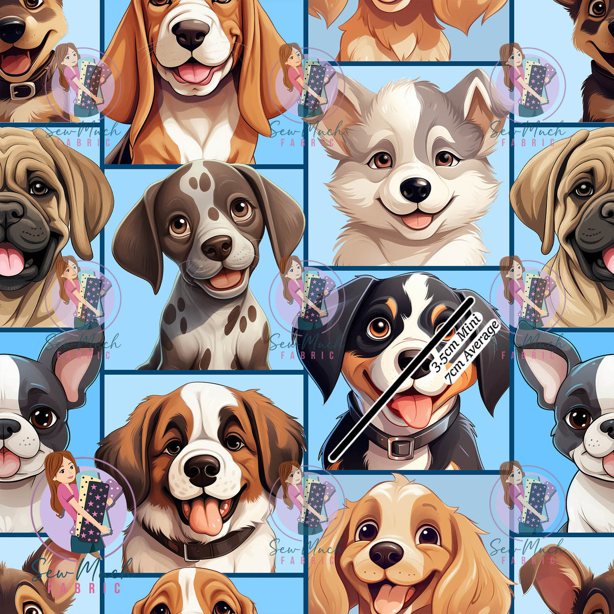 Dogs Blue | Woven | Retail | MINI Scale